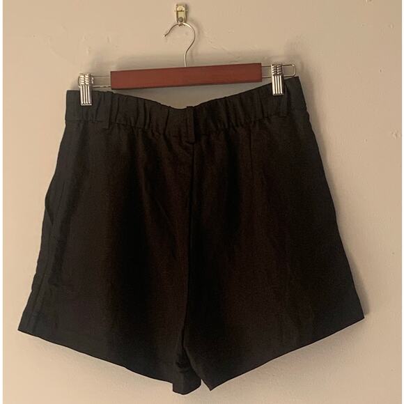 H&M Linen Blend Black Pleated Front Shorts Size 8 New with Tags - Picture 4 of 11